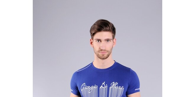 Pánske sýto modré tričko Giorgio di Mare s potlačou