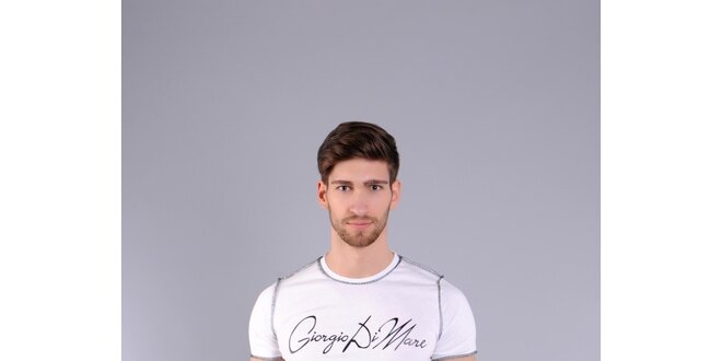 Pánske biele tričko Giorgio di Mare s potlačou