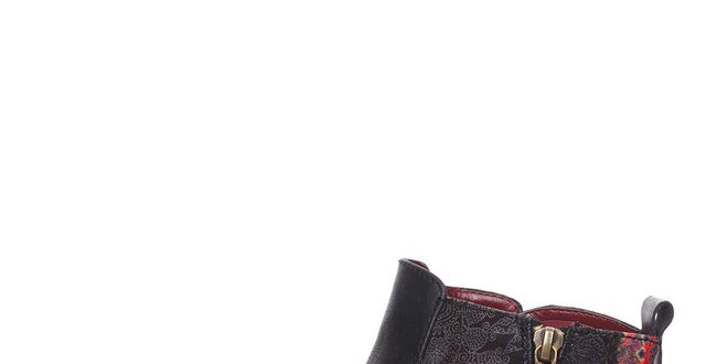 Dámske čierne topánky s ružovými detailmi Desigual