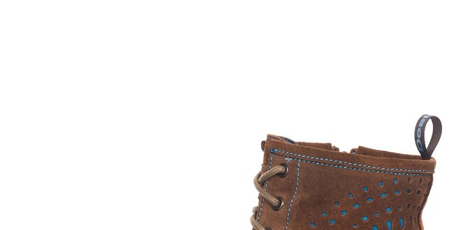 Dámske hnedé šnurovacie členkové topánky Desigual