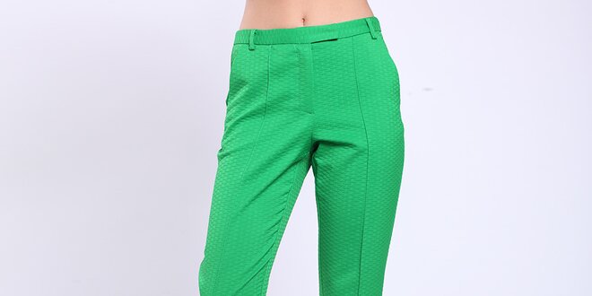 Dámske zelené nohavice s pukmi Melli London