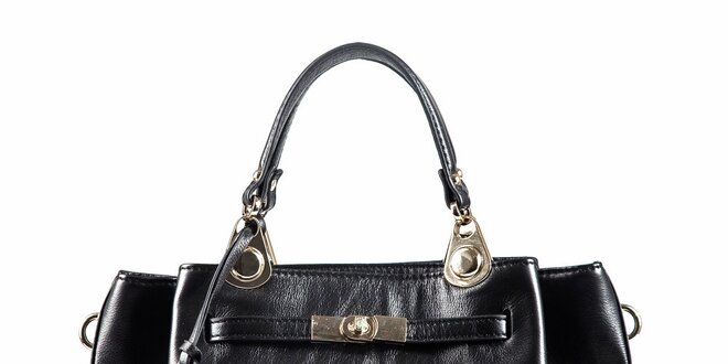 Dámska čierna kožená kabelka so zámkom Belle & Bloom