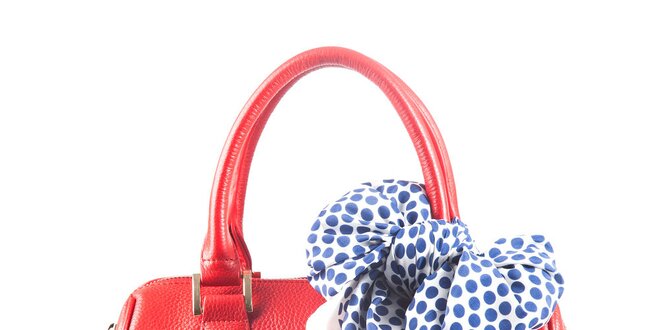 Dámska červená bowler kabelka so šatkou Belle & Bloom