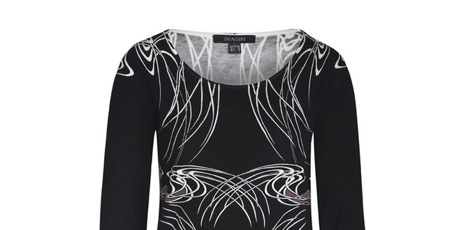 Dámsky čierny sveter s bielym vzorom Imagini
