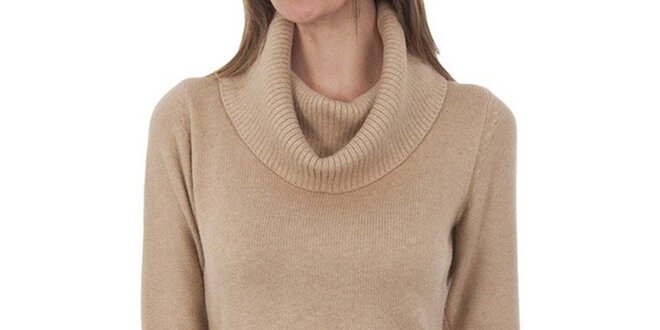 Dámsky béžový sveter s golierom Tommy Hilfiger
