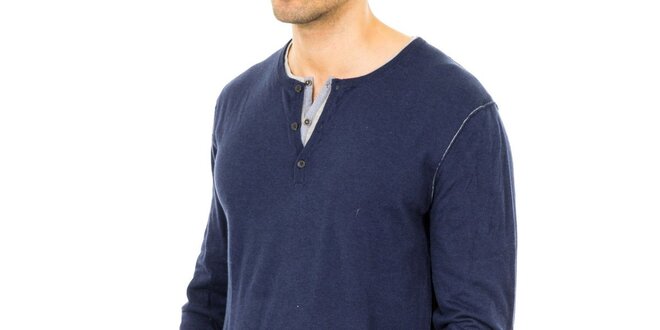 Pánsky modrý sveter so záplatami na lakťoch Tommy Hilfiger