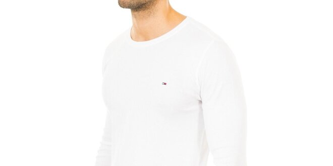 Pánske biele tričko s dlhým rukávom Tommy Hilfiger