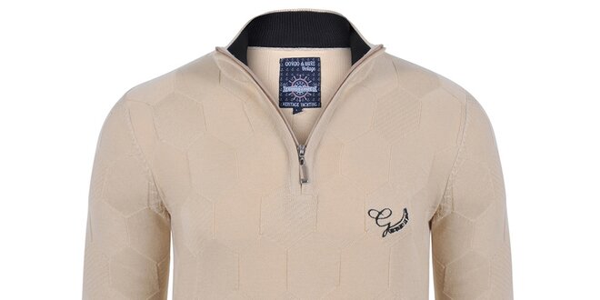 Pánsky béžový sveter so záplatami na lakťoch Giorgio Di Mare