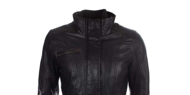 Dámsky tmavo hnedý kožený kabátik Company&Co