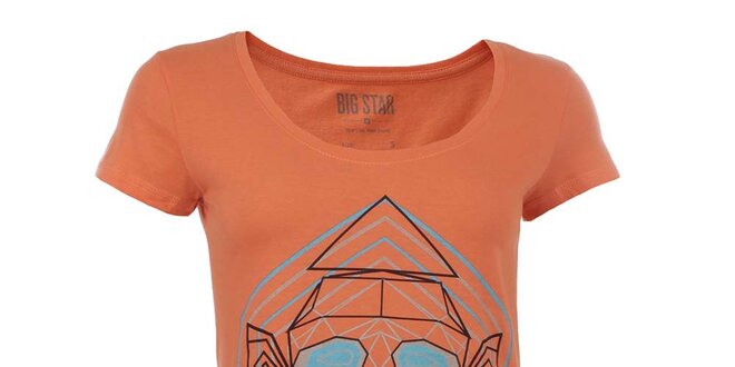 Dámske oranžové tričko s geometrickou potlačou Big Star