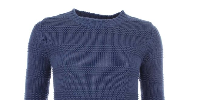 Dámsky modrý sveter s vodorovnými prúžkami Uttam Boutique