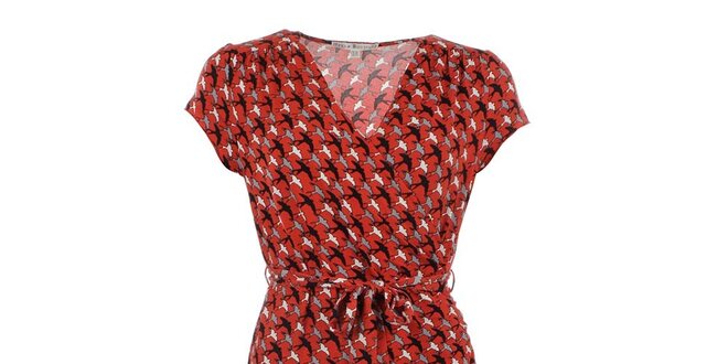 Dámske červené šaty s potlačou vtáčikov Uttam Boutique