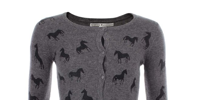 Dámsky šedý sveter s koníkmi Uttam Boutique