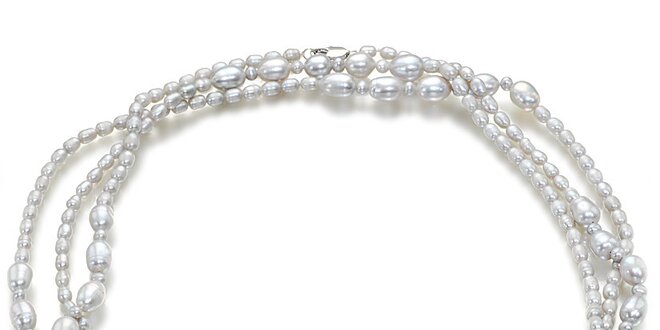 Strieborný perlový náhrdelník Orchira