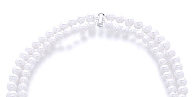 Dvojitý dámský biely perlový náhrdelník Orchira