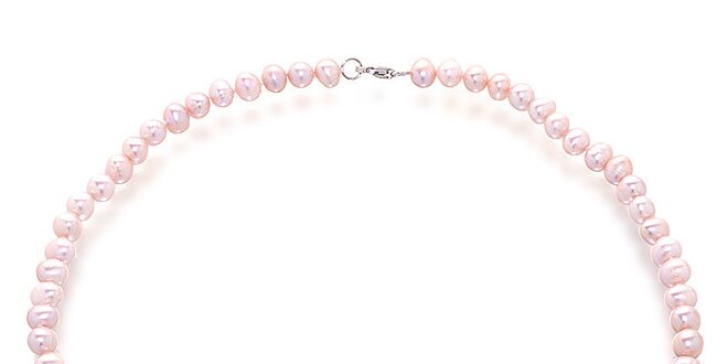 Dámský ružový perlový náhrdelník
