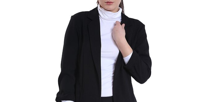 Dámsky ľahký čierny kabát bez zapínania Vera Ravenna