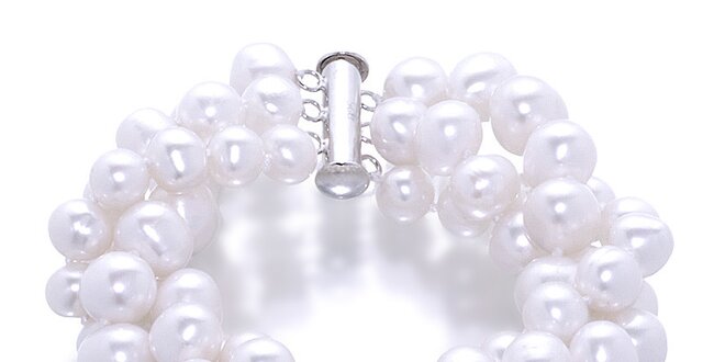 Trojitý dámský biely perlový náramok Orchira