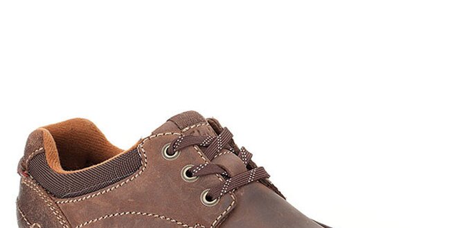 Pánske prešívané hnedé kožené topánky Clarks