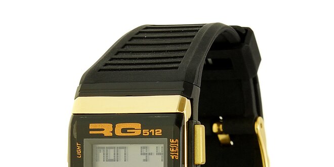 Unisexové čierno-zlaté digitálne hodinky RG512