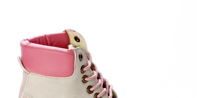 Dámske šnúrovacie členkové topánky s ružovými prvkami Destroy