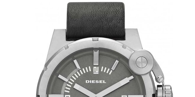 Pánske oceľové hodinky s čiernym remienkom Diesel