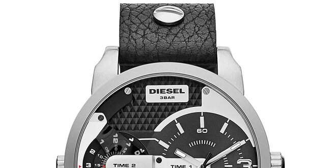 Pánske strieborno-čierne hodinky Diesel