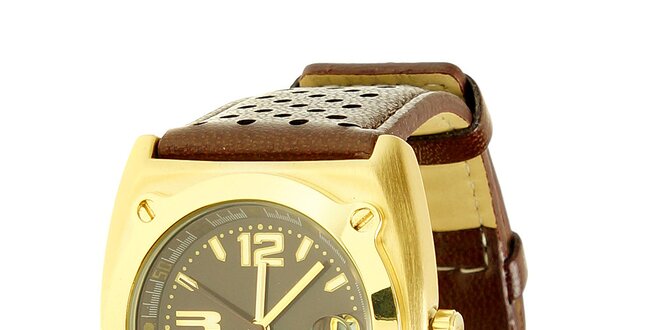 Unisexové hnedo-zlaté analogové hodinky RG512