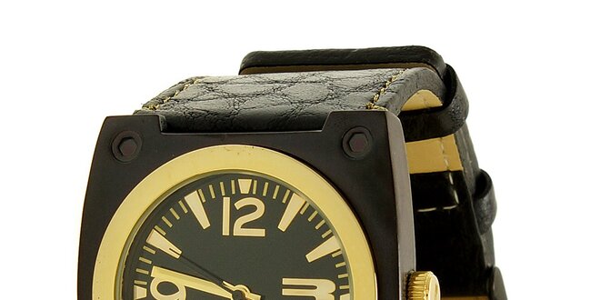 Unisexové čierno-zlaté analogové hodinky RG512