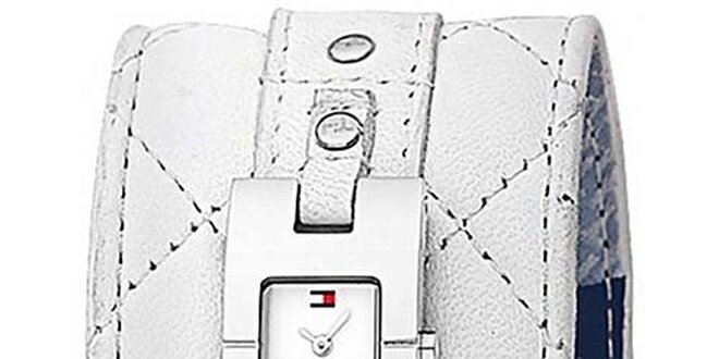 Dámske biele hodinky s prešívaným koženým remienkom Tommy Hilfiger