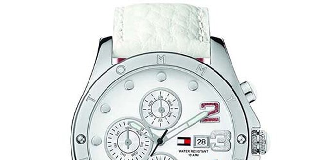 Dámske biele hodinky s farebnými číslicami Tommy Hilfiger