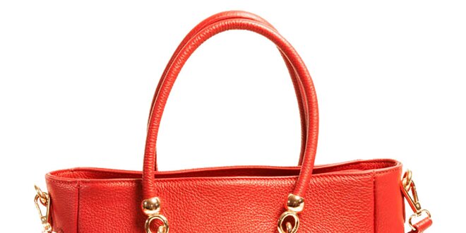 Dámska červená priestranná kabelka z kože Joana and Paola