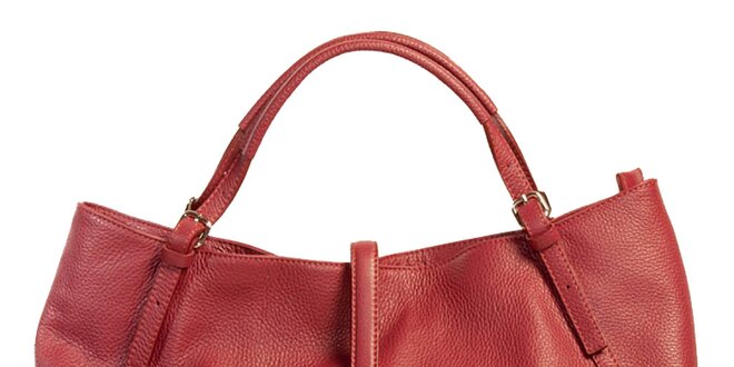 Dámska kabelka z kože Joana and Paola - červená