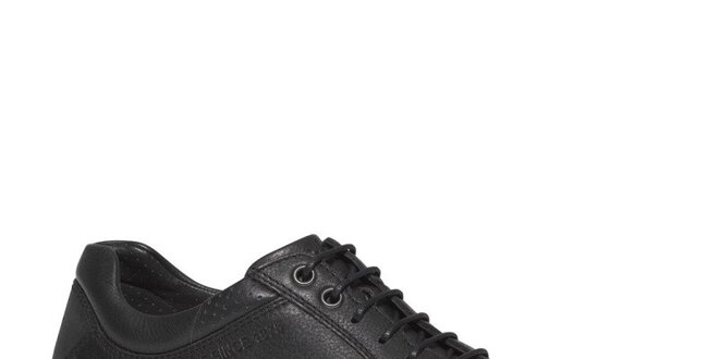 Pánske čierne kožené šnurovacie topánky TBS