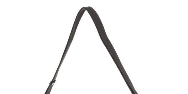 Pánska čierna kožená taška s ramenným popruhom Calvin Klein