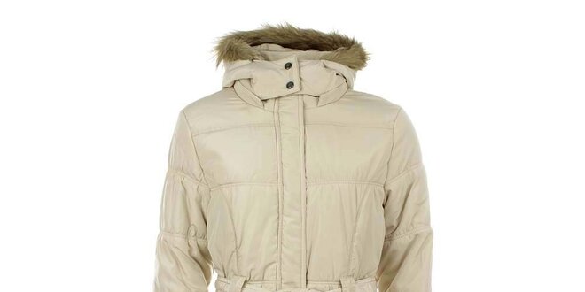 Dámsky béžový kabát s kapucňou Timeout