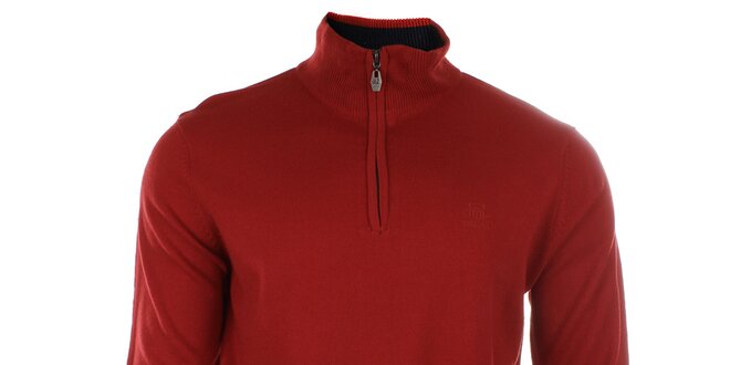 Pánsky červený sveter s rolákom na zips Timeout