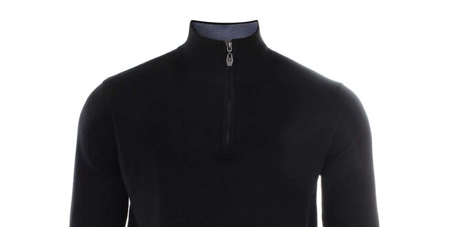 Pánsky čierny sveter so stojačikom na zips Timeout