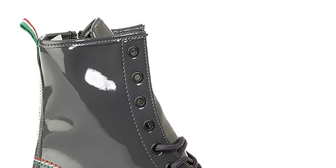 Dámske šedé lesklé topánky s farebným prešívaním Crash Shoes