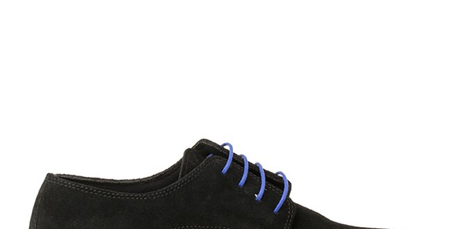 Pánske čierne topánky s modrou podrážkou Crash Shoes