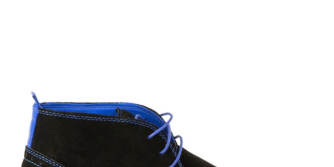 Pánske čierne členkové topánky s modrou podrážkou Crash Shoes