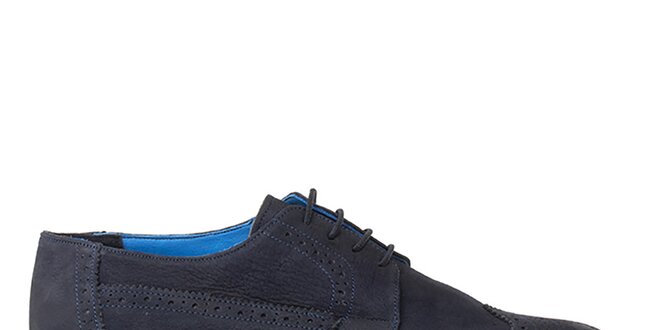 Pánske modré kožené oxfordky s výraznou podrážkou Crash Shoes