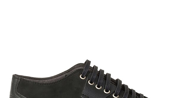 Pánske čierne šnurovacie topánky z kože Crash Shoes