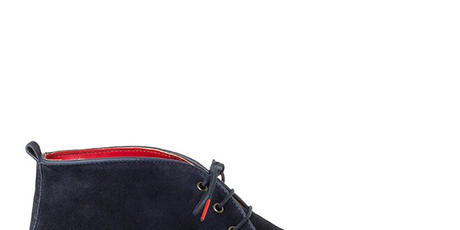 Pánske modré prešívané členkové topánky z kože Crash Shoes