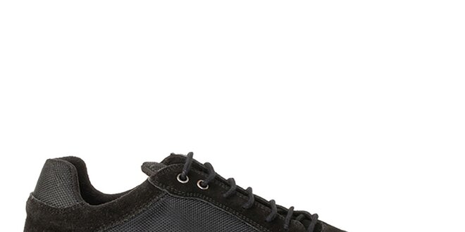 Pánske čierne tenisky s koženými prvkami Crash Shoes