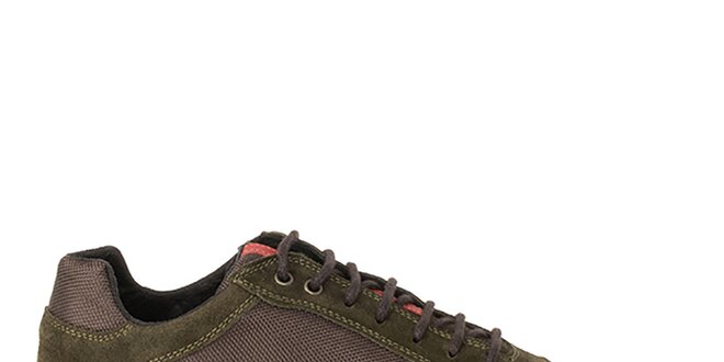 Pánske olivové tenisky s koženými prvkami Crash Shoes