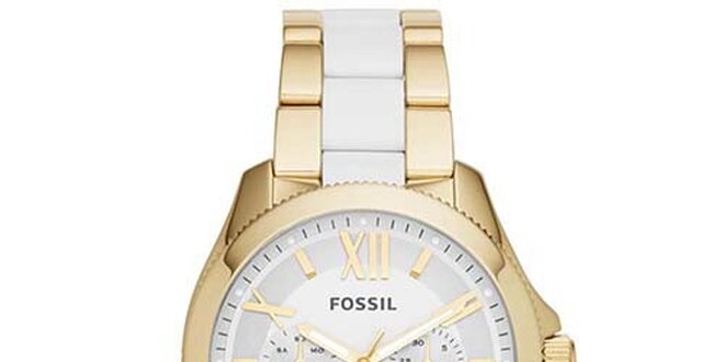 Dámske hodinky v zlato-bielom prevedení Fossil