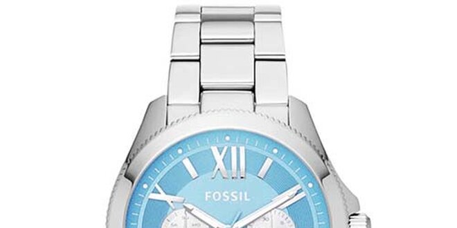 Dámske oceľové hodinky s modrým ciferníkom Fossil