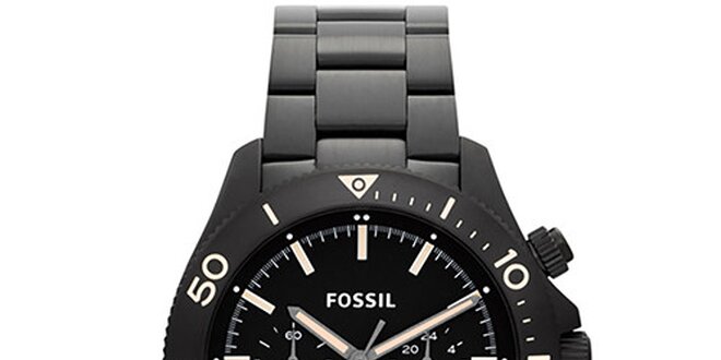 Pánske čierne hodinky z ušľachtilej ocele Fossil