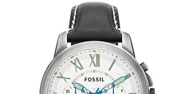 Pánske analógové hodinky s čiernym koženým remienkom Fossil